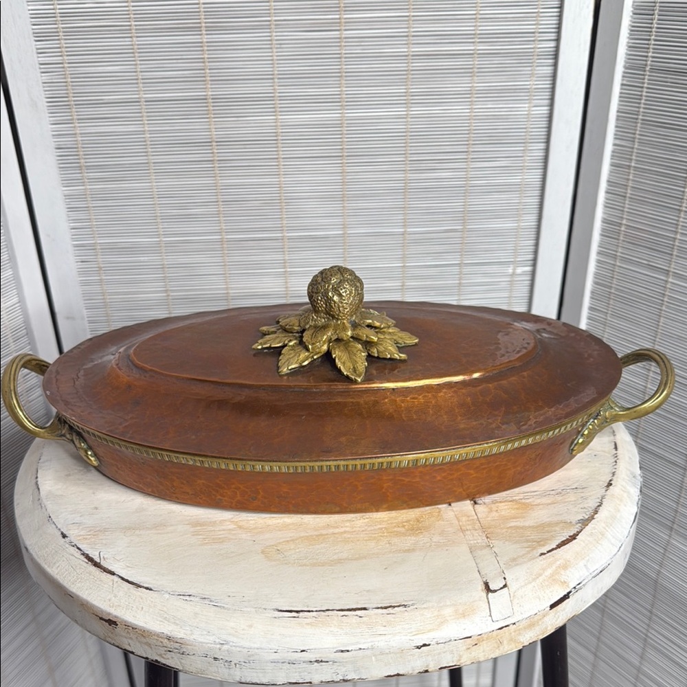 Vintage EMSA Elegant Copper Serving Dish with Brass accents